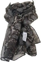 Load image into Gallery viewer, Brown/Grey Snake Skin Print Thin Chiffon Style Pretty Scarf Great for Any Outfit Lovely Gift