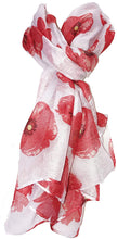 Load image into Gallery viewer, Pamper Yourself Now Creamy White Poppy Design Long Scarf, Soft Ladies Fashion London