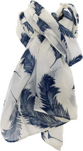 Load image into Gallery viewer, Pamper Yourself Now Cream with Blue Feathers, Long Scarf, Soft Ladies Fashion London