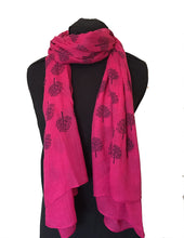 Load image into Gallery viewer, Pamper Yourself Now Fuchsia Pink with Blue Mulberry Tree Design Ladies Fashion Scarves