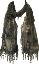 Load image into Gallery viewer, Dark grey lace scarf