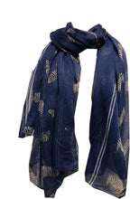 Load image into Gallery viewer, Pamper Yourself Now Navy Blue Zebra Animal Print Large Scarf Soft Summer Fashion London Fashion Fab Gift