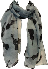 Load image into Gallery viewer, Pamper Yourself Now Green with Black Violin Scarf Lovely Long Soft Scarf Fantastic Gift