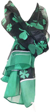 Load image into Gallery viewer, Pamper Yourself Now Big Black with Green Four Leaf Clover Scarf Thin Pretty Scarf