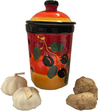 Load image into Gallery viewer, Mediterranean red Design garlic keeper pot (23)