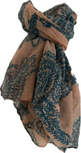 Load image into Gallery viewer, Pamper Yourself Now Coral with Blue Paisley Pattern, Long Scarf, Soft Ladies Fashion London