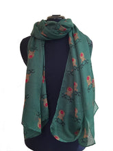 Load image into Gallery viewer, Green red Nose Rudolph Reindeer Christmas Long Scarf