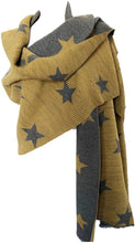 Load image into Gallery viewer, Mustard and grey star blanket scarf