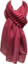 Load image into Gallery viewer, Fuchsia pink with grey stripes long soft scarf