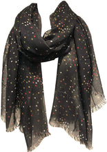 Load image into Gallery viewer, Black with Multi Coloured dots Scarf/wrap
