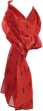 Load image into Gallery viewer, Pamper Yourself Now Red Treble Clef Striped Music Shiny Thin Pretty Scarf