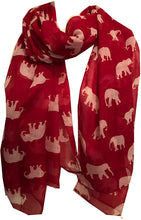 Load image into Gallery viewer, Red with white elephant scarf