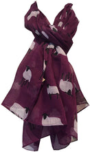 Load image into Gallery viewer, Pamper Yourself Now Purple Sheep Design Long Scarf, Soft Ladies Fashion London