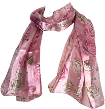 Load image into Gallery viewer, Pamper Yourself Now Big Roses Scarf Shiny Thin Pretty Scarf