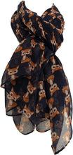 Load image into Gallery viewer, Pamper Yourself Now Blue Mini Fox Design Long Scarf, Soft Ladies Fashion London