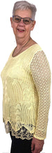 Load image into Gallery viewer, Pamper Yourself Now ltd Ladies Yellow Crochet lace Long Sleeve top.Made in Italy (AA2)