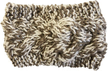 Load image into Gallery viewer, Brown/cream mixed coloured woollen machine knitted headband. Warm winter headband