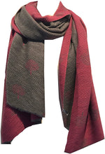 Load image into Gallery viewer, Pamper Yourself Now Women's Reversible Two Tone Blanket Pleated Winter/Autumn Scarf wrap Shawl with Mulberry Trees. Great for Gifts. (Grey/Mustard)