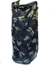 Load image into Gallery viewer, Pamper Yourself Now Blue with Coloured Big Dragonfly Design Scarf Lovely Soft Scarf Fantastic Gift