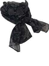 Load image into Gallery viewer, Black/Lilac Snake Skin Print Thin Chiffon Style Pretty Scarf Great for Any Outfit Lovely Gift