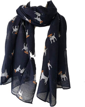 Load image into Gallery viewer, Pamper Yourself Now Navy Blue Jack Russell Dog Scarf/wrap