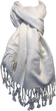 Load image into Gallery viewer, Plain White Pashmina Style Scarf/wrap.