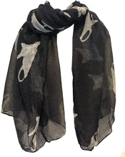 Load image into Gallery viewer, Pamper Yourself Now Black with Grey Laying Down Cats Scarf Great Present for cat Lovers.