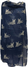 Load image into Gallery viewer, Pamper Yourself Now Blue with Grey Laying Down Cats Scarf Great Present for cat Lovers.