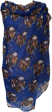 Load image into Gallery viewer, Pamper Yourself Now Blue Skull with Flower Design Scarf