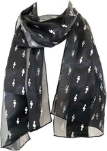 Load image into Gallery viewer, Pamper Yourself Now Black Treble Clef Striped Music Shiny Thin Pretty Scarf