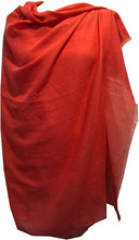 Load image into Gallery viewer, Orangy red plain soft long Scarf/wrap with frayed edge