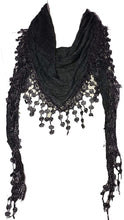 Load image into Gallery viewer, Pamper Yourself Now Dark Grey Jersey lace Trimmed Triangle Scarf Soft Summer Fashion London Fashion Fab Gift