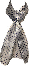 Load image into Gallery viewer, Pamper Yourself Now White with Blue Small spot Thin Pretty Scarf. Lovely with Any Outfit