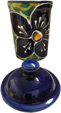 Load image into Gallery viewer, Blue Poinsettia Design Garlic Keeper Pot (14)