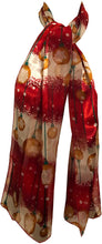 Load image into Gallery viewer, Pamper Yourself Now Red with Yellow Ball Baubles Thin Pretty Christmas Scarf