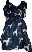 Load image into Gallery viewer, Pamper Yourself Now Labrador Dog Long Soft wrap/Sarong, Great for prsents. (Navy with White)