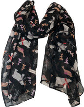 Load image into Gallery viewer, Pamper Yourself Now Black North Pole Design with Polar Bears, Penguin and Seals Christmas Long Scarf