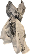 Load image into Gallery viewer, White with Black Eagle and Skull Design Scarf/wrap.