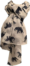 Load image into Gallery viewer, Cream/white with navy elephant scarf