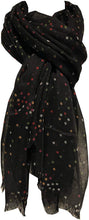 Load image into Gallery viewer, Black with Multi Coloured dots Scarf/wrap