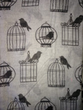 Load image into Gallery viewer, Pamper Yourself Now Grey with Black Bird cage and Bird Design Scarf, Lovely Gift/Present.