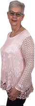 Load image into Gallery viewer, Pamper Yourself Now ltd Ladies Pink Crochet lace Long Sleeve top.Made in Italy (AA3)