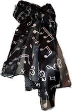 Load image into Gallery viewer, Black Musical Notes Scarf with White Notes