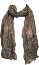 Load image into Gallery viewer, Pamper Yourself Now Grey with White Small Spots Design Long Scarf