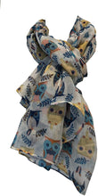 Load image into Gallery viewer, Pamper Yourself Now Cream Big Eye Owls Design Pretty Scarf, Long Soft Ladies Fashion London