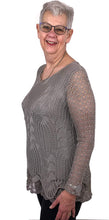 Load image into Gallery viewer, Pamper Yourself Now ltd Ladies Dark Beige Crochet lace Long Sleeve top. (AA11) (Small)