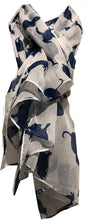 Load image into Gallery viewer, Creamy White with Navy Cats Scarf for women