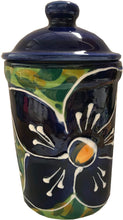 Load image into Gallery viewer, Blue Poinsettia Design Garlic Keeper Pot (14)