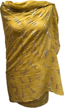 Load image into Gallery viewer, Pamper Yourself Now Mustard with Silver Foiled Glitter Dragonfly Design Long Scarf/wrap