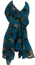 Load image into Gallery viewer, Pamper Yourself Now Teal Sketched Sheep Design Long Scarf